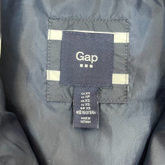 Gap Quilted Puffer Vest XS Navy Blue White Striped Full-Zip Pockets Women's - Picture 10 of 11